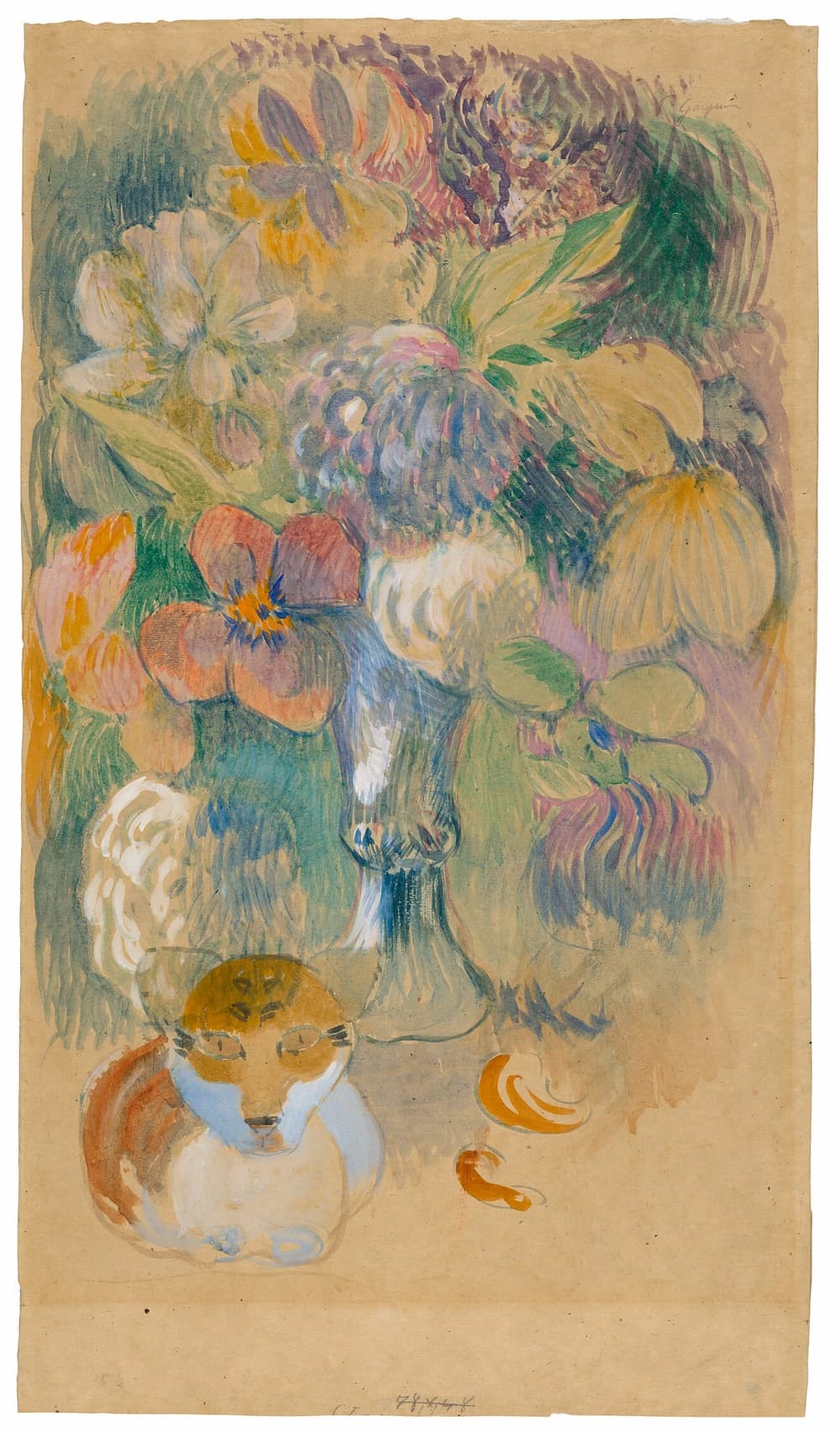 Still Life with Cat & Wildflowers