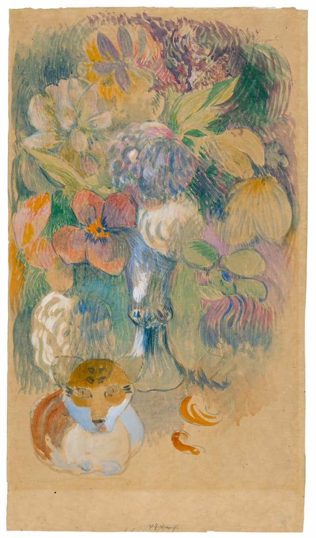 Still Life with Cat & Wildflowers