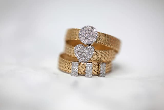 Trio Sparkle Gold Ring Set